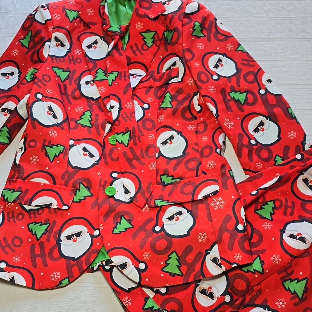 Suitmeister Santa Motif Suit & Tie KIDS Size Large 10/12